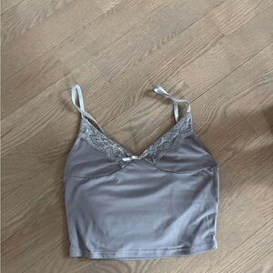 Elegant Gray Lace Trim Camisole